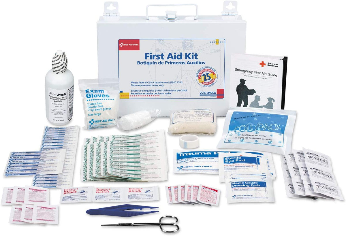 104 Piece First Aid Kit | OSHA Compliant | METAL CASE – WheelchairStrap.com