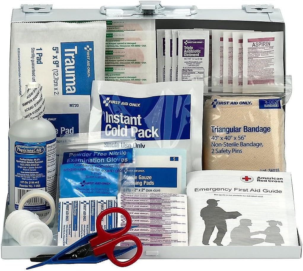 104 Piece First Aid Kit | OSHA Compliant | METAL CASE – WheelchairStrap.com