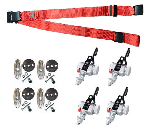 PROTEKTOR 2.0 SilverSeries System Wheelchair Restraints, Manual Lap Belt and Floor Anchors | 4 PACK KIT AMF Bruns