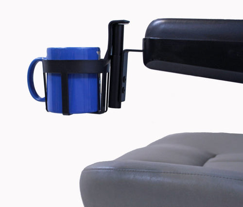 Cup Holder For Most Scooters/Powerchairs w/Padded Armrests | A1322 - wheelchairstrap.com