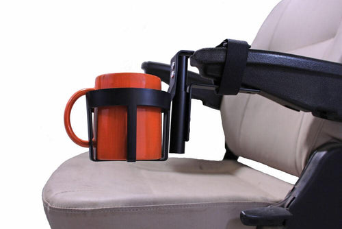 Cupholder For Scooter/Powerchairs w/Molded Armrest | A1324 - wheelchairstrap.com