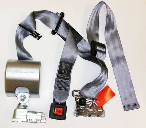 Auto Retractor-Shoulder Belt Manual Hgt Adjuster L-Track Fitting Gray 90° Bracket | H370255 AMF Bruns