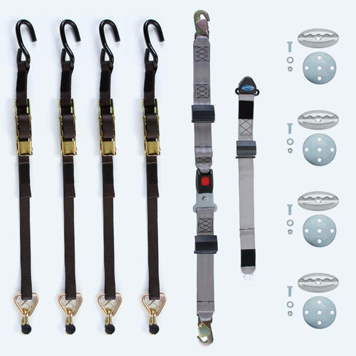 4 M-Series Rear Manual Belts with Over-Center Buckle for L-Track; Integrated Lap Belt, Fixed Shoulder Belt & 4 Oval L-Pockets | M-305-L30 Q'Straint