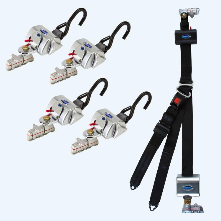 4 QRT Standard Retractors L-Track fittings and HR131 Retractable Lap & Shoulder Belt Retractable 