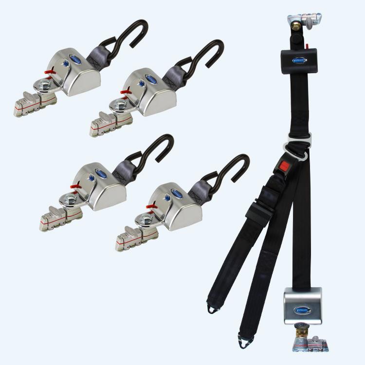 4 QRT Max Retractors L-Track fittings; and HR131 Retractable Lap Shoulder Belt Q-8306-L2 Q'Straint