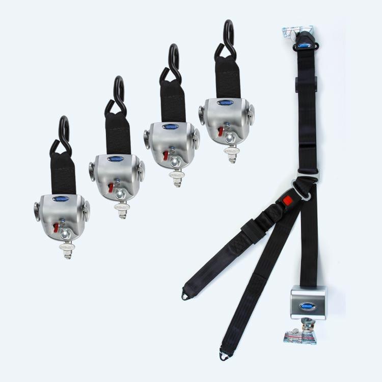 4 QRT-360 RETRACTOR L-TRACK RETRACTABLE LAP & SHOULDER BELT